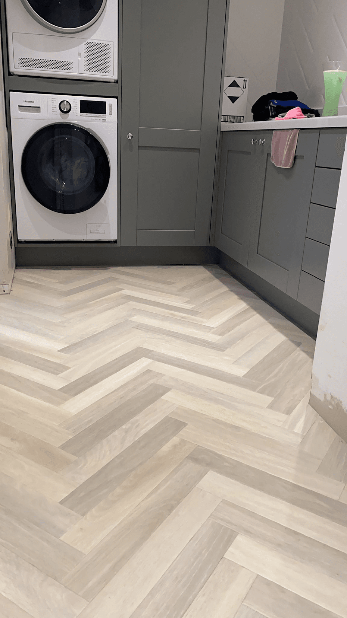 Herringbone LVT in utility room