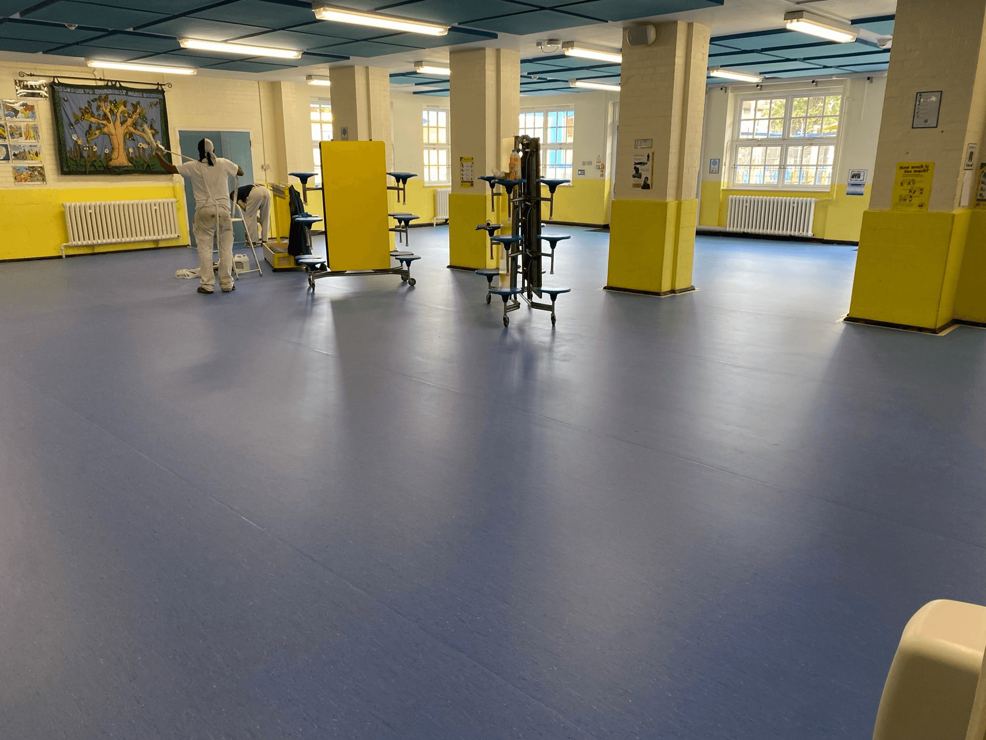 Safety flooring in a school hall